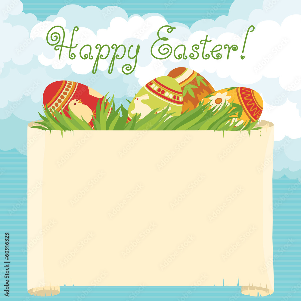 vector background of Easter  eggs and copy space