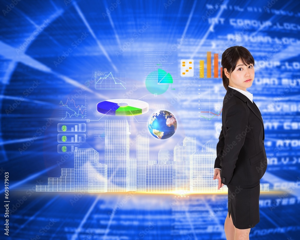 Composite image of serious businesswoman