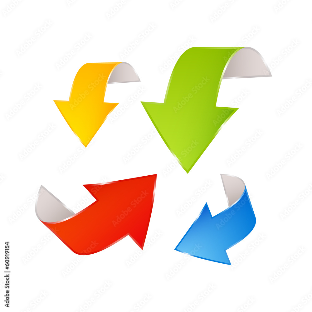 Colorful Abstract Arrows Set Isolated on White Background Colorful Abstract Arrows Set Isolated on White Background