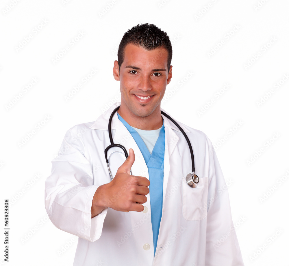 Cheerful male doctor with ok thumb Cheerful male doctor with ok thumb