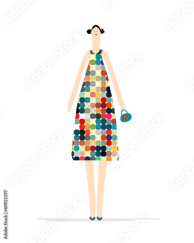Beautiful woman in colorful dress for your design