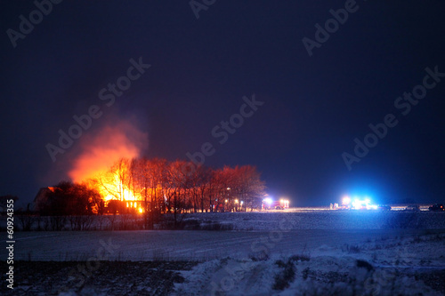 Farm burning down