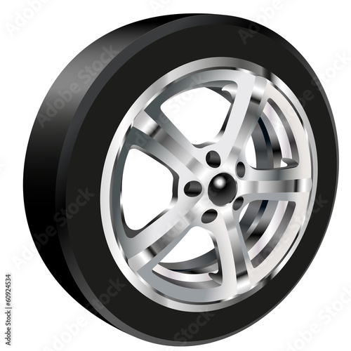car wheel with a tire.