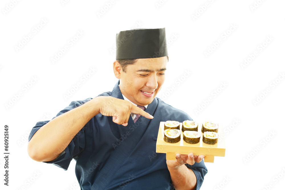 笑顔の寿司職人