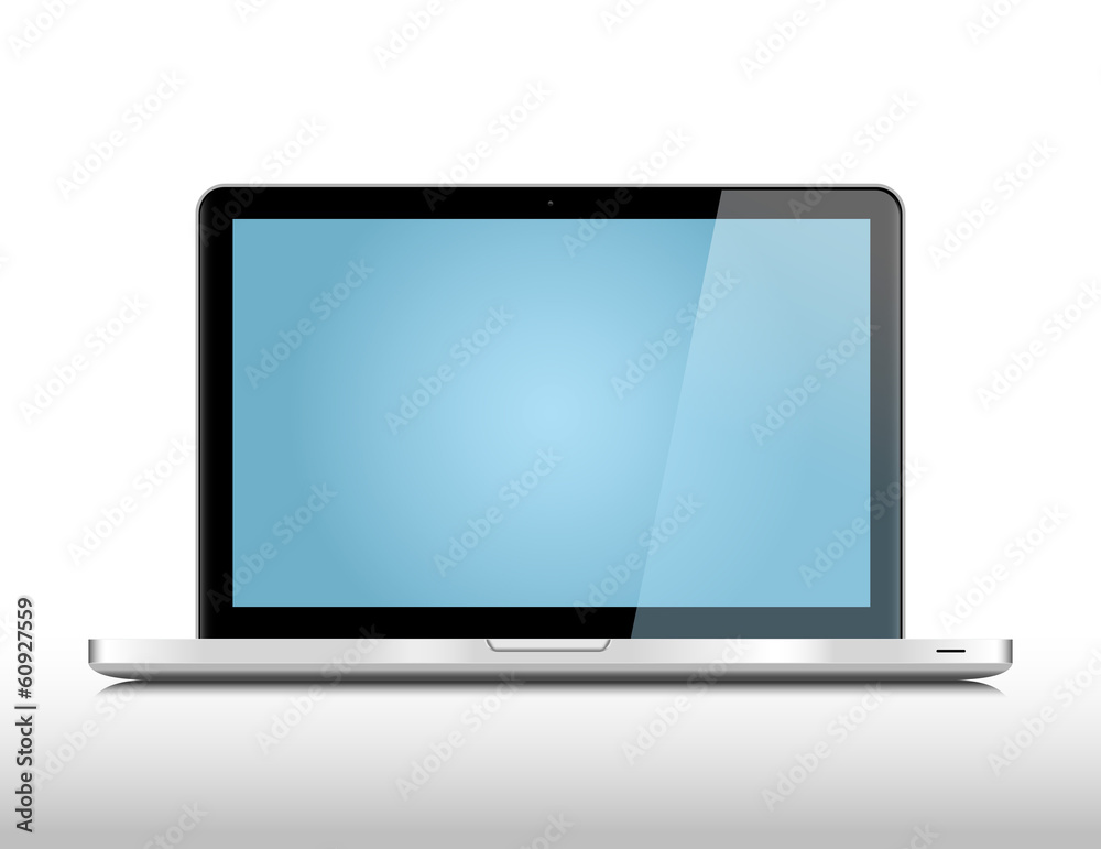 Metalic laptop with blank screen - obrazy, fototapety, plakaty 