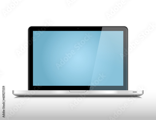 Metalic laptop with blank screen