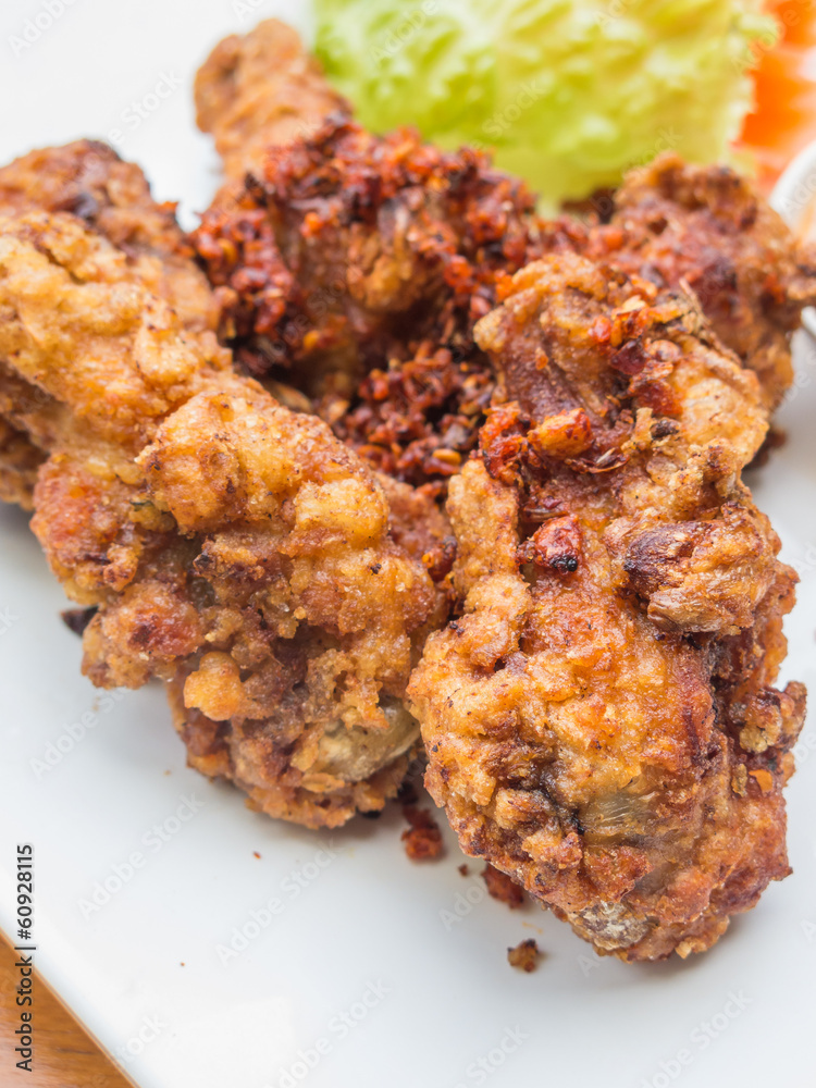 Fried Chicken Wings and Curry Sauce with herbs Fried Chicken Wings and Curry Sauce with herbs