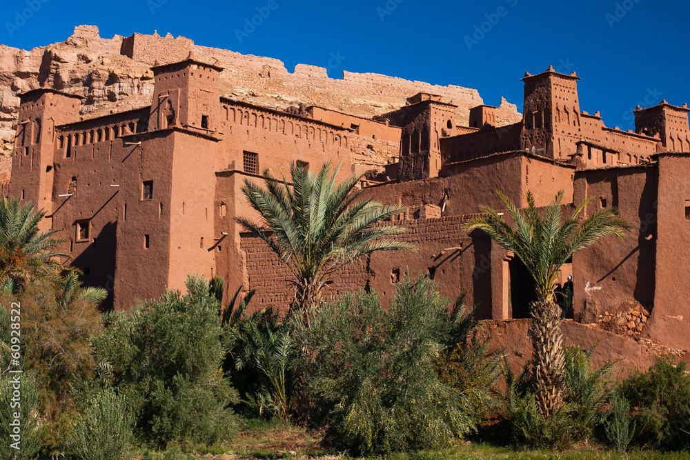 Big traditional kasbah in Ait Benhadou, Morocco