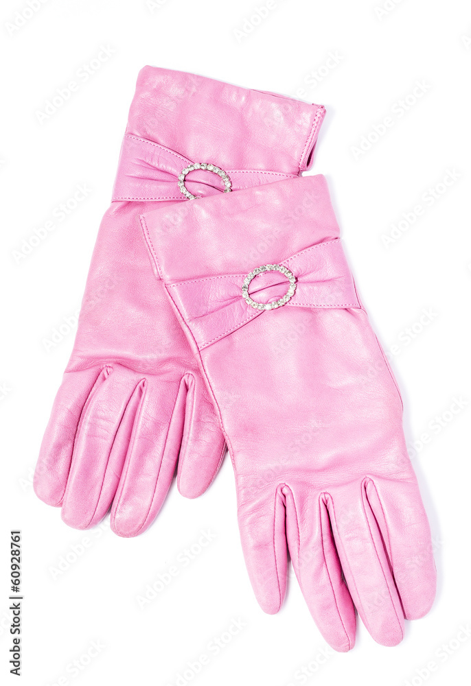 pink leather gloves on an isolated background Stock Photo | Adobe Stock