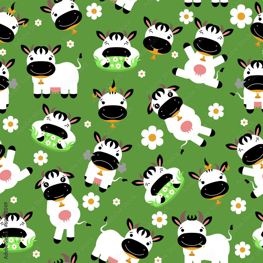 Seamless pattern with cute cartoon cows Seamless pattern with cute cartoon cows