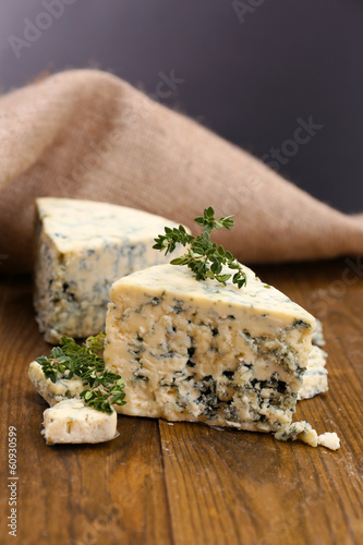 Tasty blue cheese with thyme,