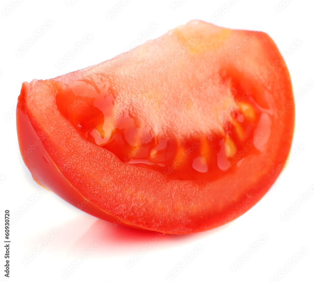 Slice of fresh tomato, isolated on white