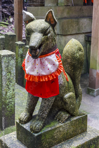 Photography Kitsune statue, shinto shrine, Japan