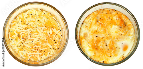 Before and After Oven Baked Eggs with Cheese