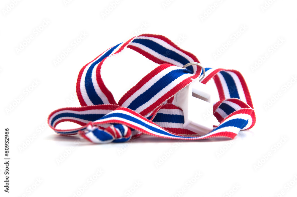 Fototapeta premium white whistles with Thailand national flag lanyard