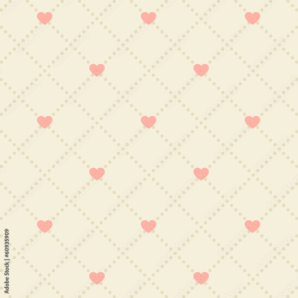 Seamless pink heart pattern on light background.