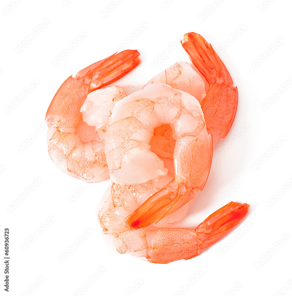 tail of shrimp on the white