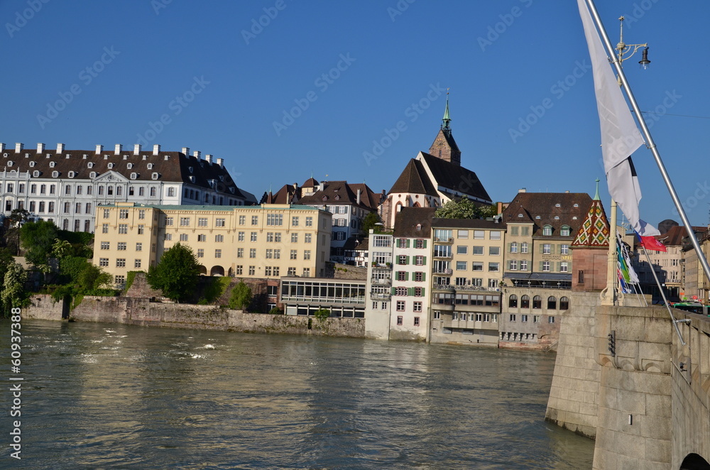 Fototapeta premium River Houses on the Rhine, Basel, Switzerland