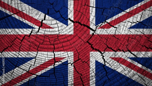 United Kingdom Flag painted on old wood background