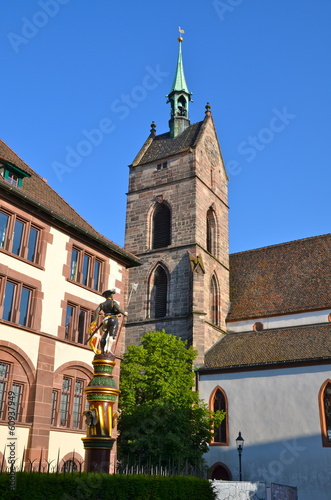 Clock Tower of St.Martin church in Basel, Switzerland photo