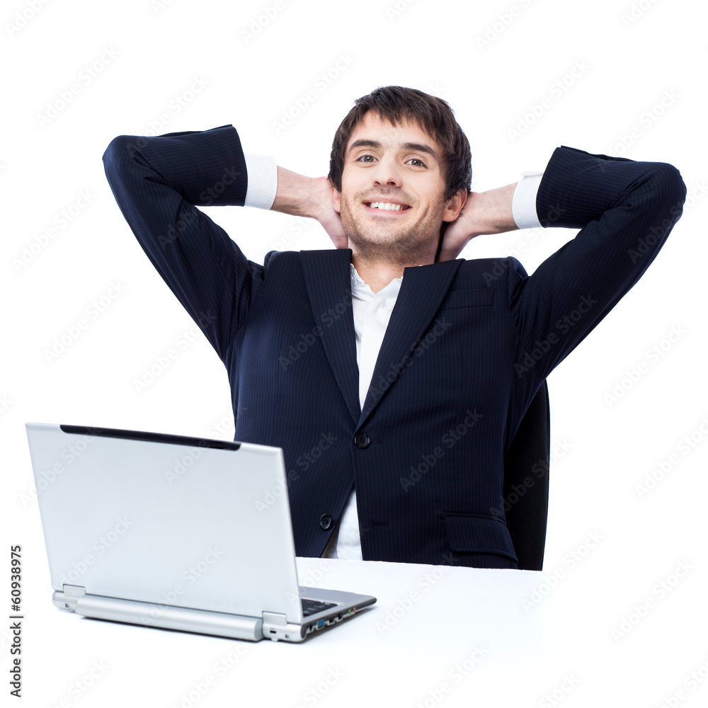 businessman with laptop isolated on white businessman with laptop isolated on white