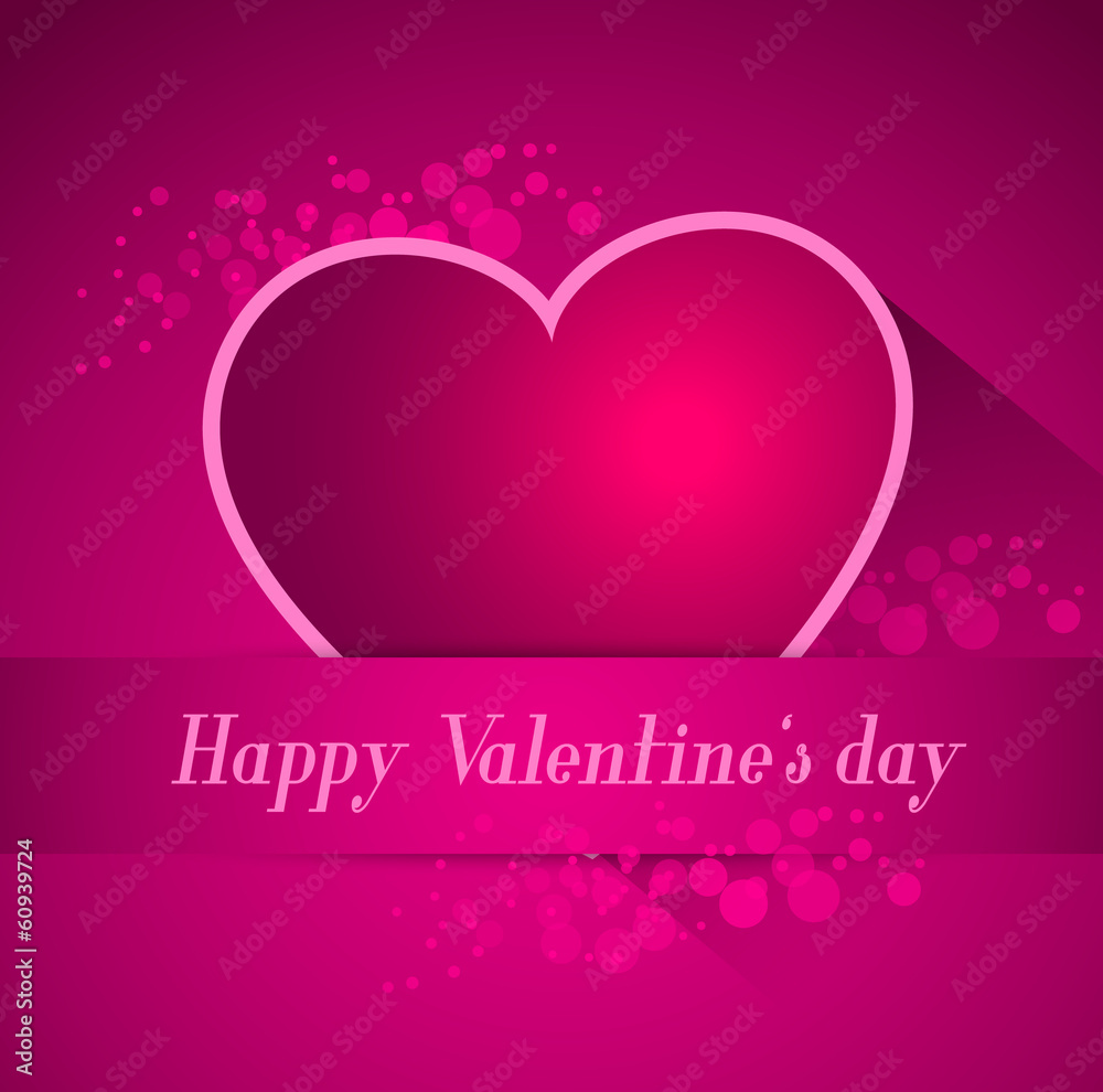 abstract valentine postcard with heart and long shadow effect