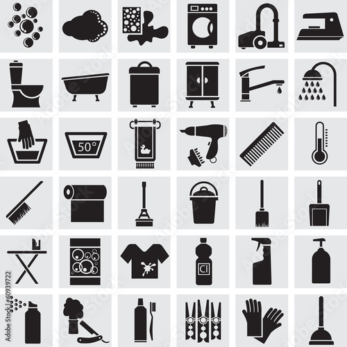 36 vector icons of a bathroom and a toilet