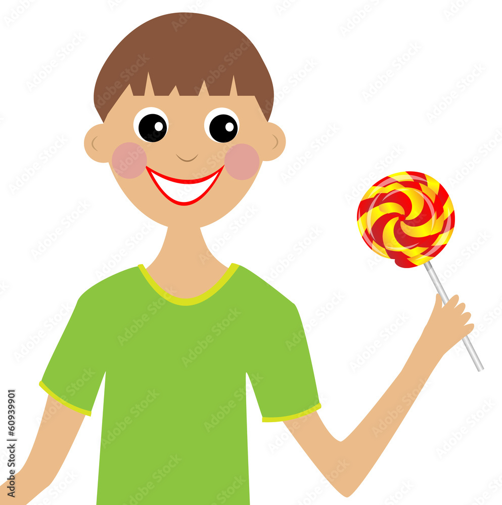 merry boy with lollipop in hand merry boy with lollipop in hand