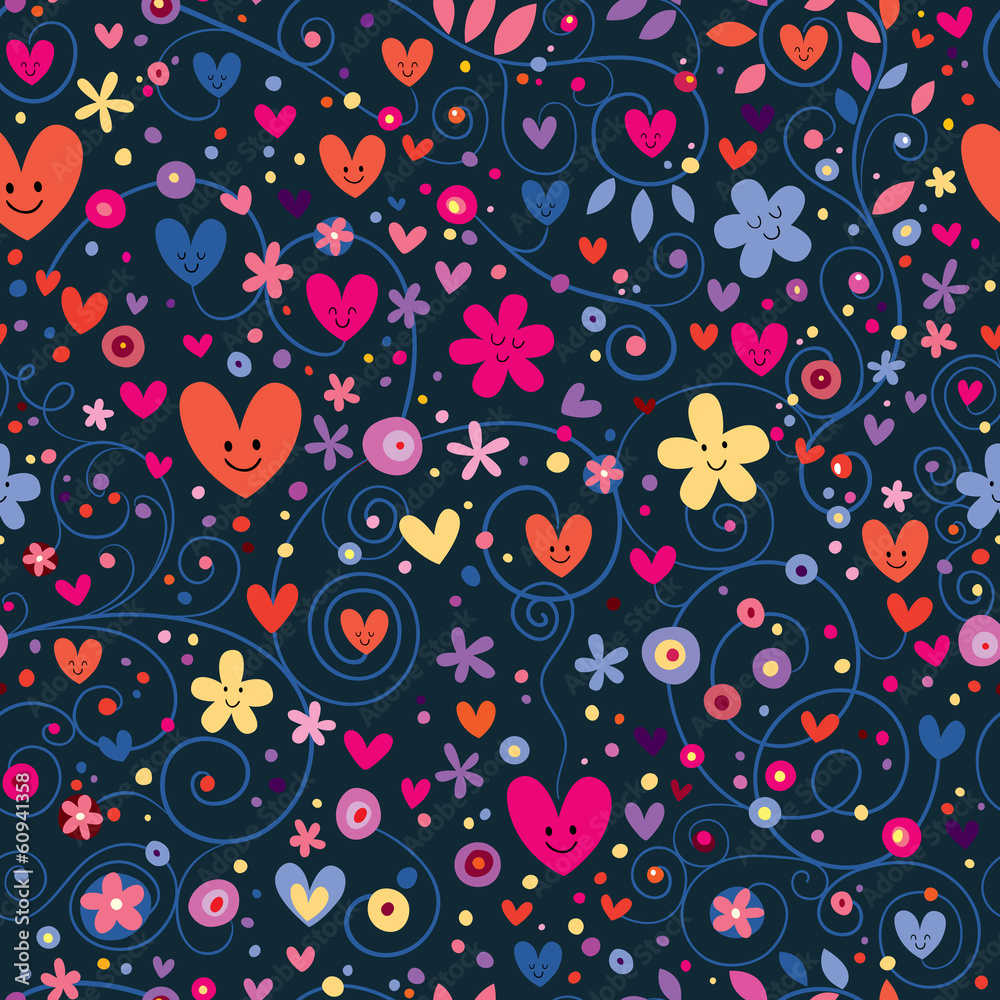 cute hearts & flowers floral pattern
