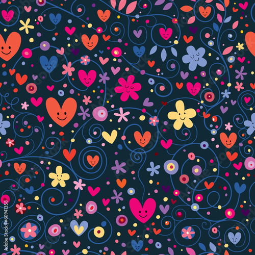 Wallpaper Mural cute hearts & flowers floral pattern Torontodigital.ca