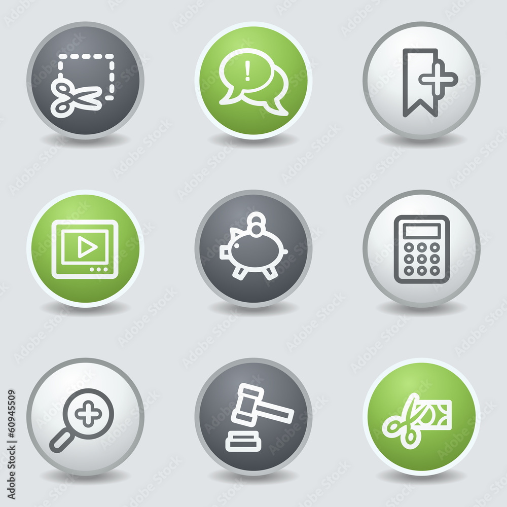 Shopping web icons set 3, circle buttons