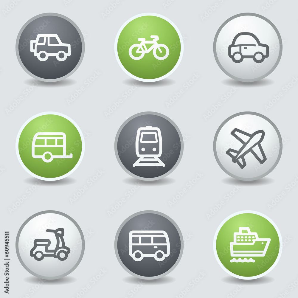 Transport web icons, circle buttons