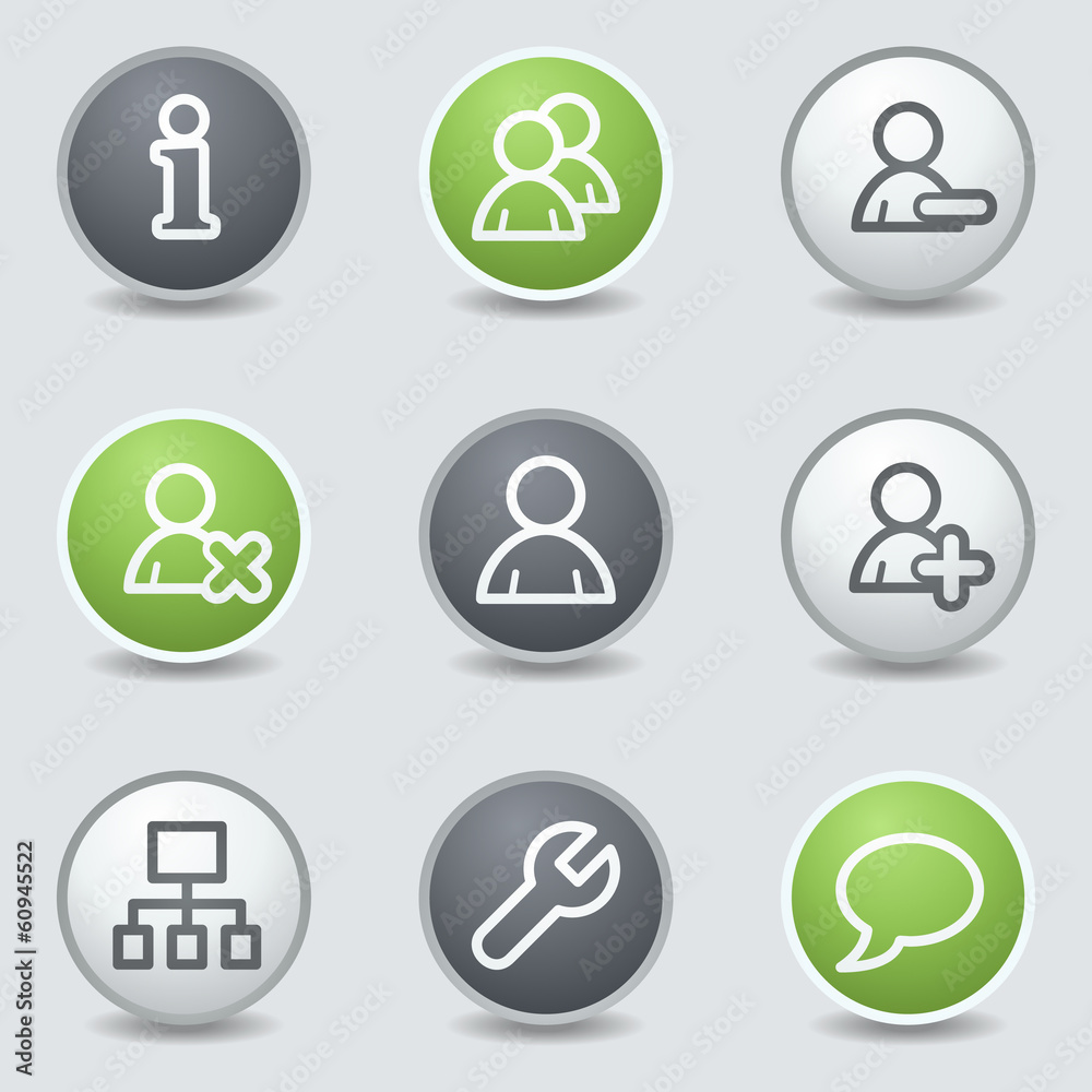 Users web icons, circle buttons