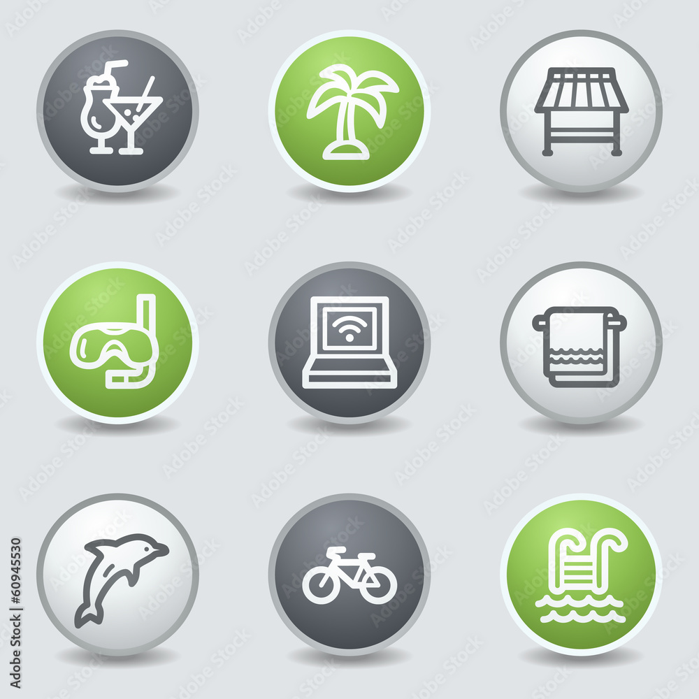 Vacation web icons, circle buttons Vacation web icons, circle buttons