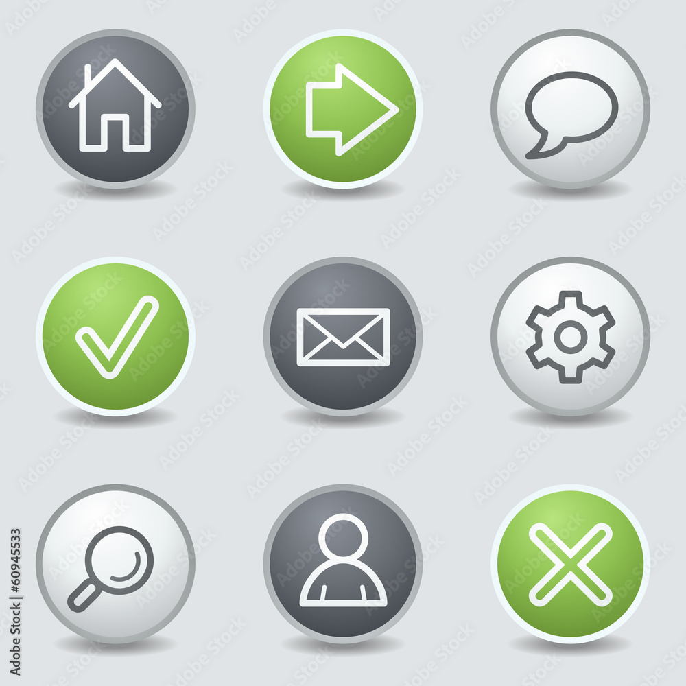 Basic web icons, circle buttons Basic web icons, circle buttons
