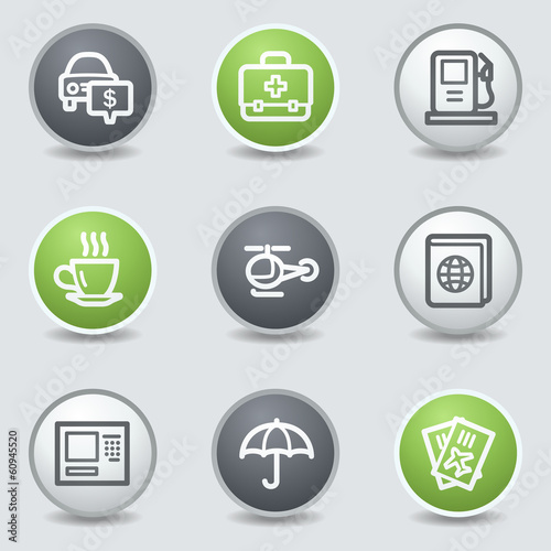 Travel web icons set 4, circle buttons
