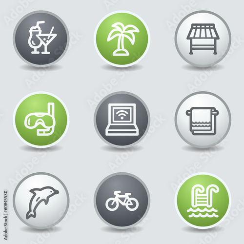 Vacation web icons, circle buttons