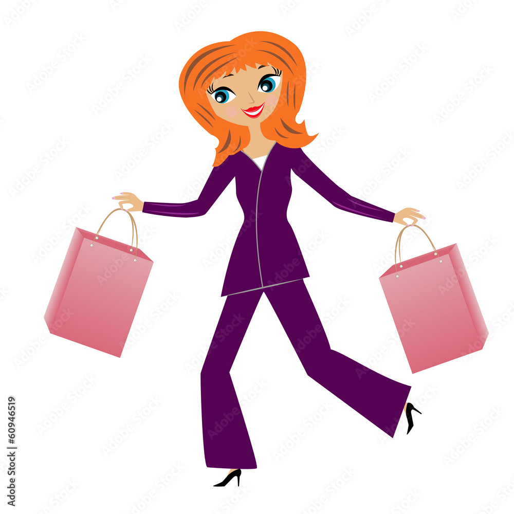 young business woman hurry with purchase home young business woman hurry with purchase home
