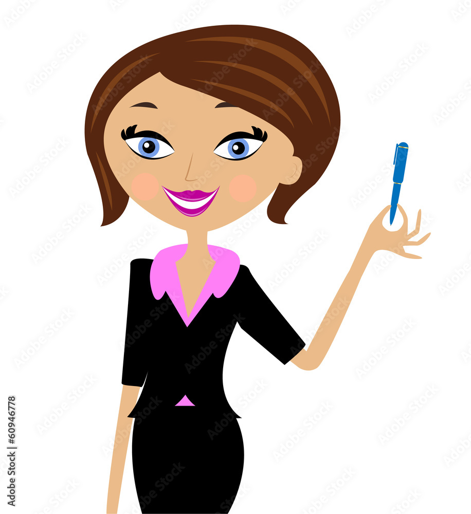 young business woman with pen in hand young business woman with pen in hand
