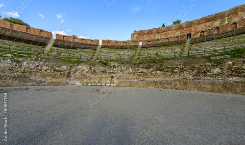 Ancient Greek theatre in Taormina, Sicily photo