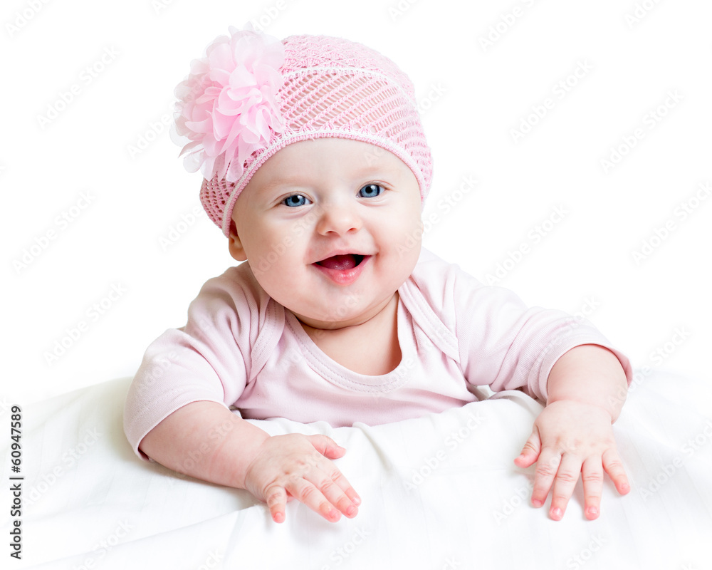 happy baby girl lying on tummy happy baby girl lying on tummy