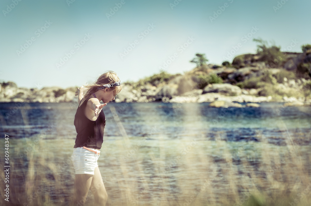 Young girl blancing on the beach Young girl blancing on the beach