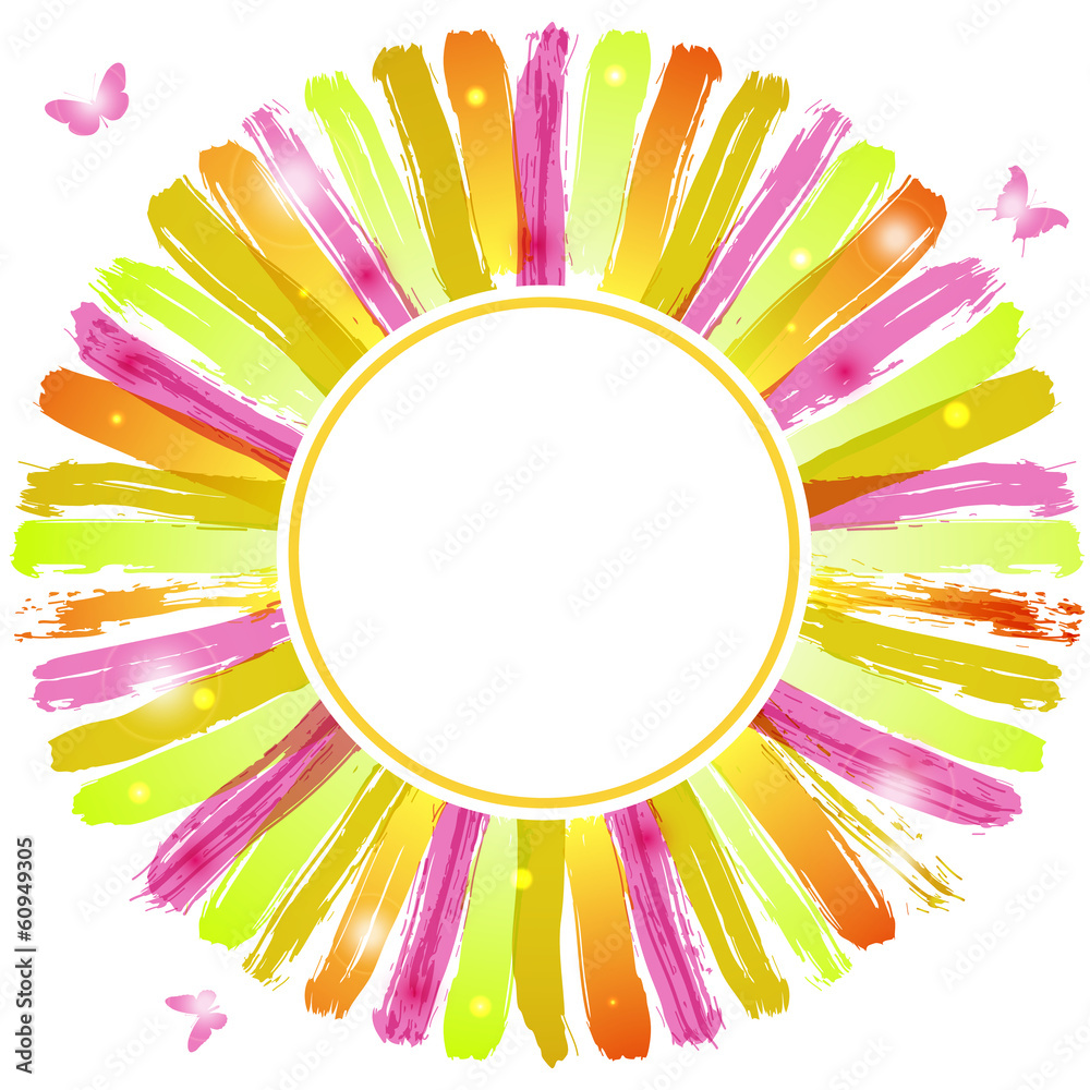 Summer watercolor frame with butterflies