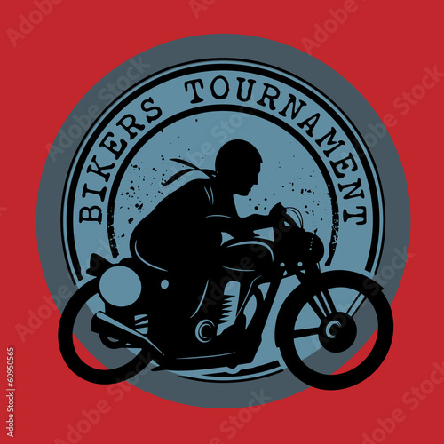Bikers Tournament label, vector illustration