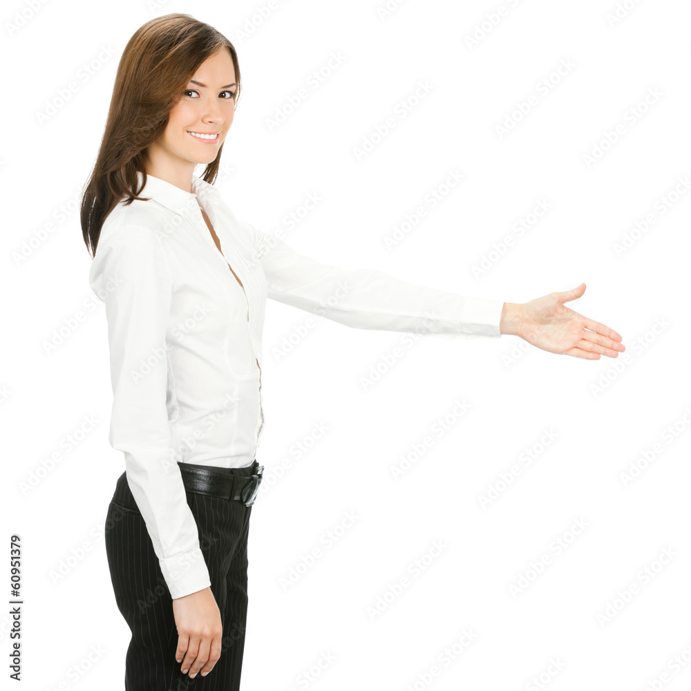 Businesswoman giving hand for handshake, isolated Businesswoman giving hand for handshake, isolated