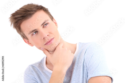 Portrait of handsome young man isolated on white