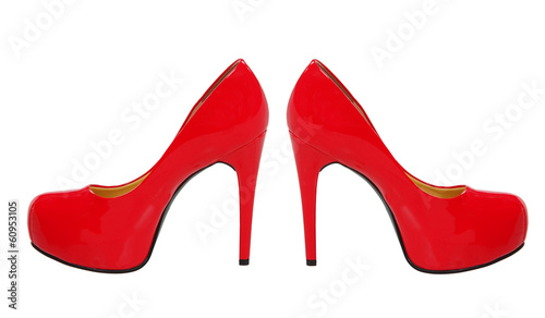 red high heeled woman shoes isolated on white