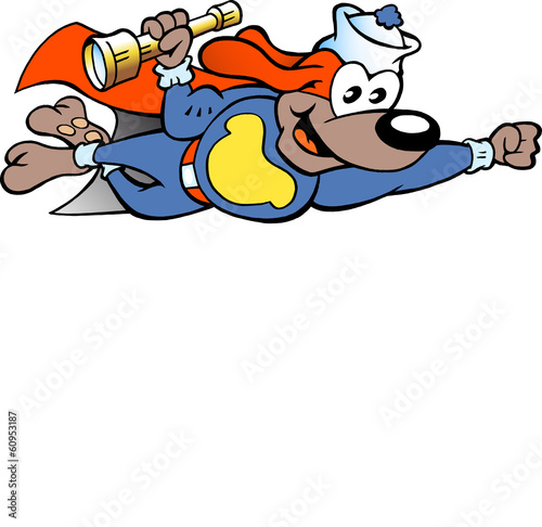 illustration of an Happy Flying Super Hero Sailor Watch Dog