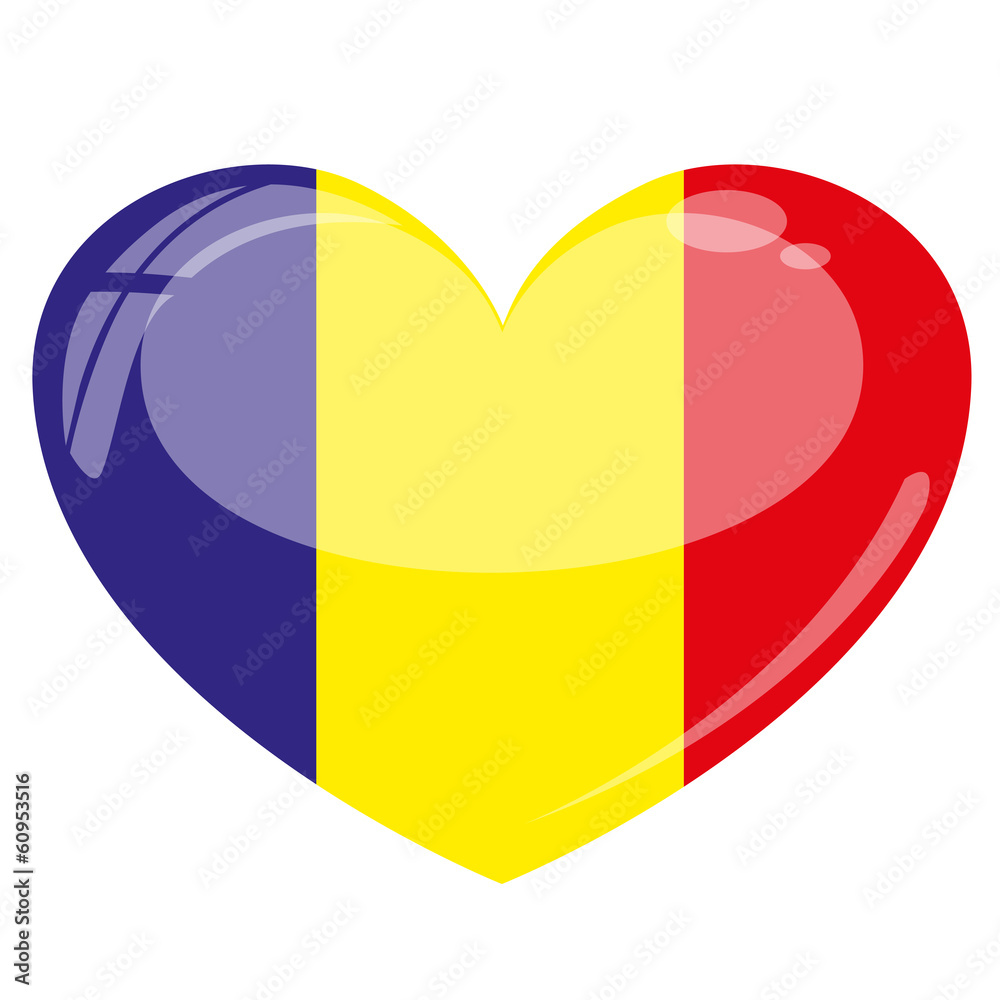 Fototapeta premium Rumänien Herz Flagge Icon Button