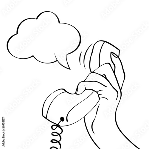 Hand holding a phone, pop art illustration